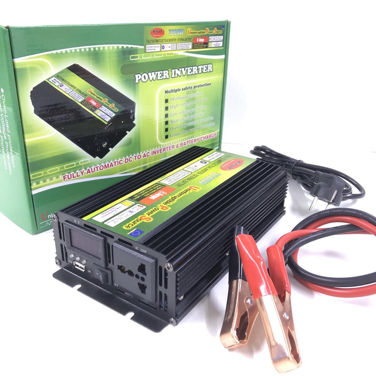 Перетворювач струму Wimpex 12 V/220 V/3200 W 12 шт. - фото 1 Перетворювач струму Wimpex 12 V/220 V/3200 W 12 шт. - фото 1