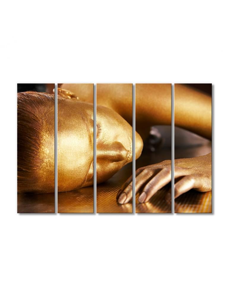 Картина модульная Позолоченная девушка 5 модулей 70x105 см