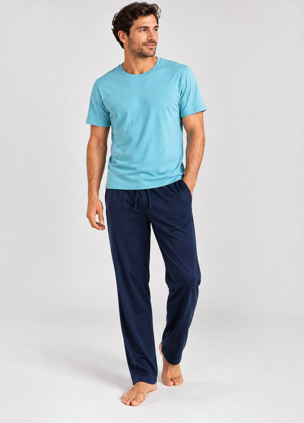 Пижама мужская Livergy men’s pajama футболка/брюки хлопковая XL р. 56-58 Бирюзовый (270)