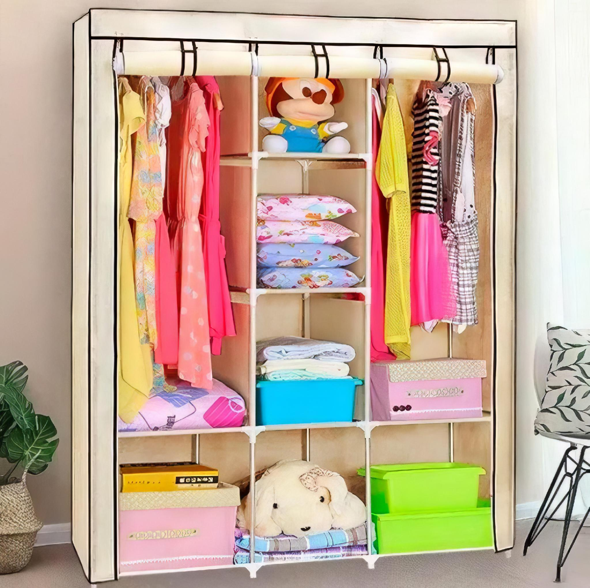 Тканинна шафа для одягу Storage Wardrobe 88130 130х45х175 см Бежевий - фото 2