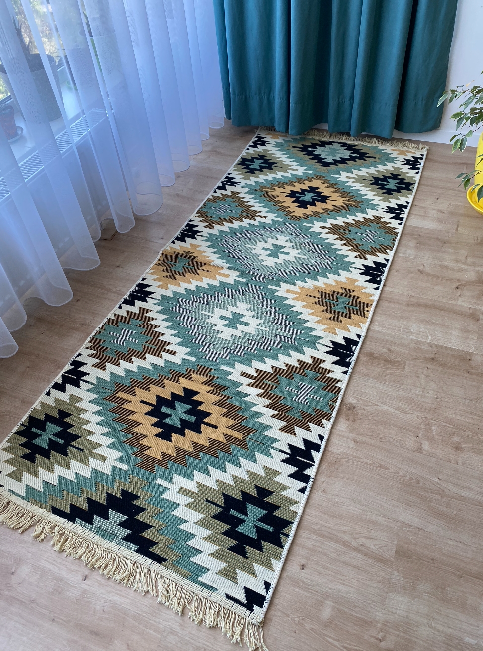 Килимок плетений двосторонній Shana Zummi 80x200 см Зелений - фото 5