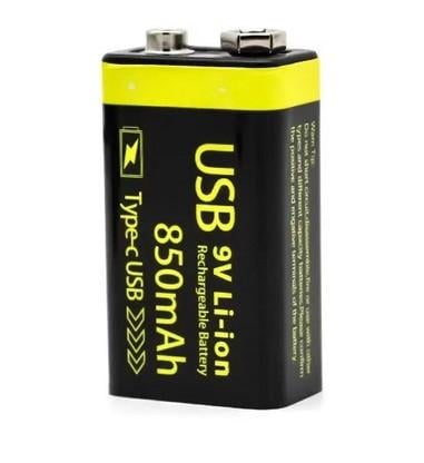 Крона аккумуляторная HSB Type C USB 9V 850 mAh