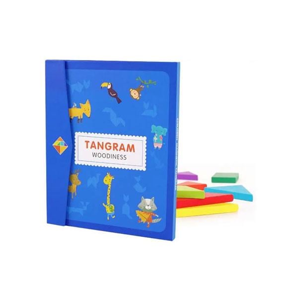 Магнітний деревʼяний танграм у папці із завданнями 7 фігур від 3 років (82453644)