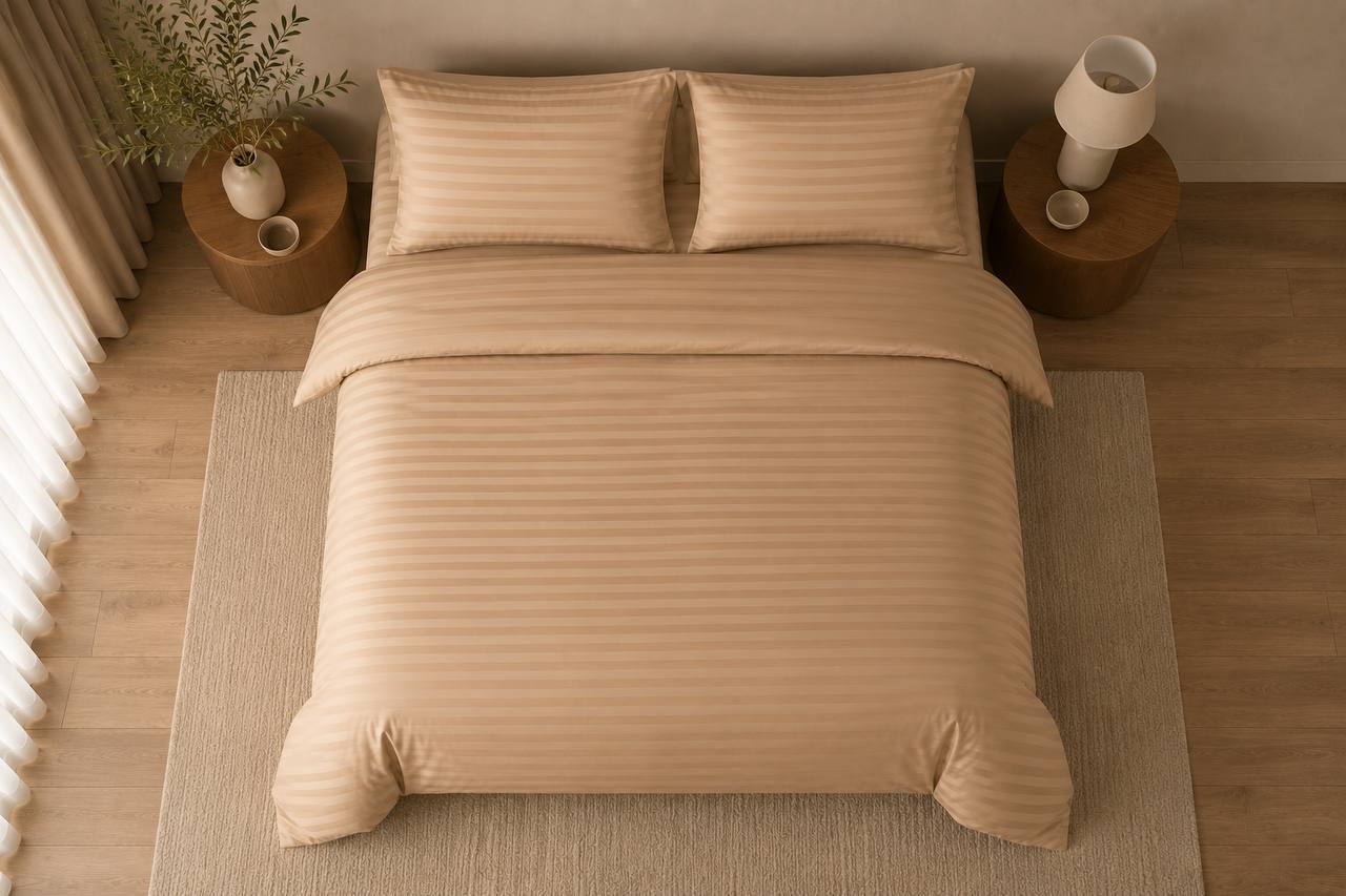 Комплект постільної білизни Stripes Beige євро 240х220 см полісатин (SP135-3537B/E)