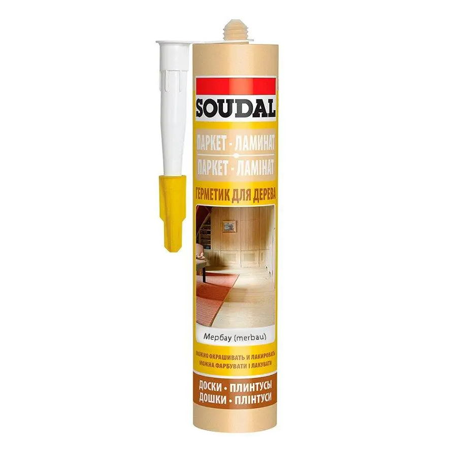 Герметик для дерева SOUDAL 280 мл Мербау (99900365) - фото 1 Герметик для дерева SOUDAL 280 мл Мербау (99900365) - фото 1