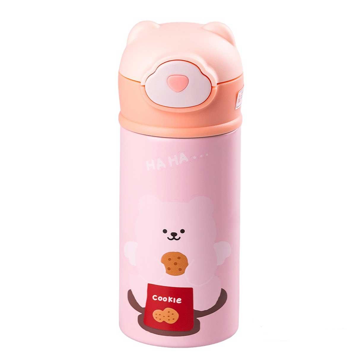 Термос дитячий Happy life з flip кришкою на кнопці 300 мл Рожевий