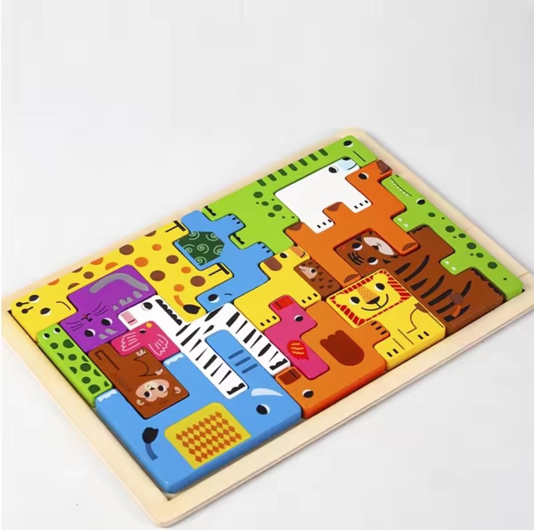 Пазл дерев'яний Зоопарк 3D у рамці для малюків (2451353968)