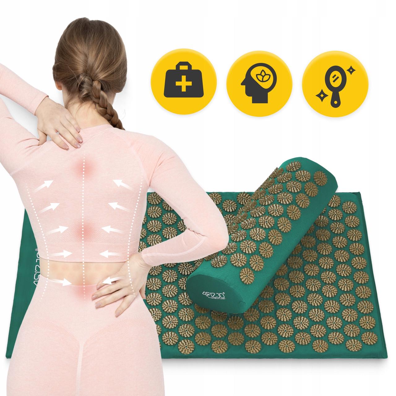 Килимок акупунктурний з валиком 4fizjo Classic Mat Аплікатор Кузнєцова Navy Green/Gold (P-5907739313300) - фото 7