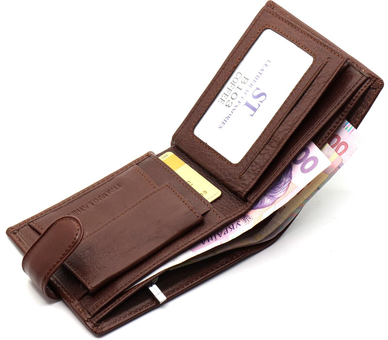 Портмоне мужское ST Leathe из натуральной кожи с фиксацией Coffee Коричневый (ST103) - фото 4 Портмоне мужское ST Leathe из натуральной кожи с фиксацией Coffee Коричневый (ST103) - фото 4