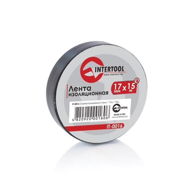 Стрічка ізоляційна Intertool 0,15x17 мм 15 м Чорний (IT-0016)