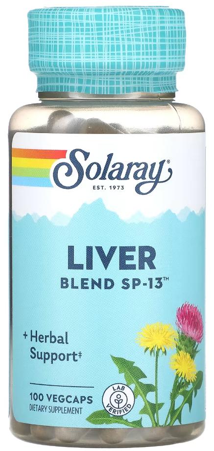 Добавка Комплекс для здоровья печени Solaray Liver Blend SP-13 100 вегетарианских капсул
