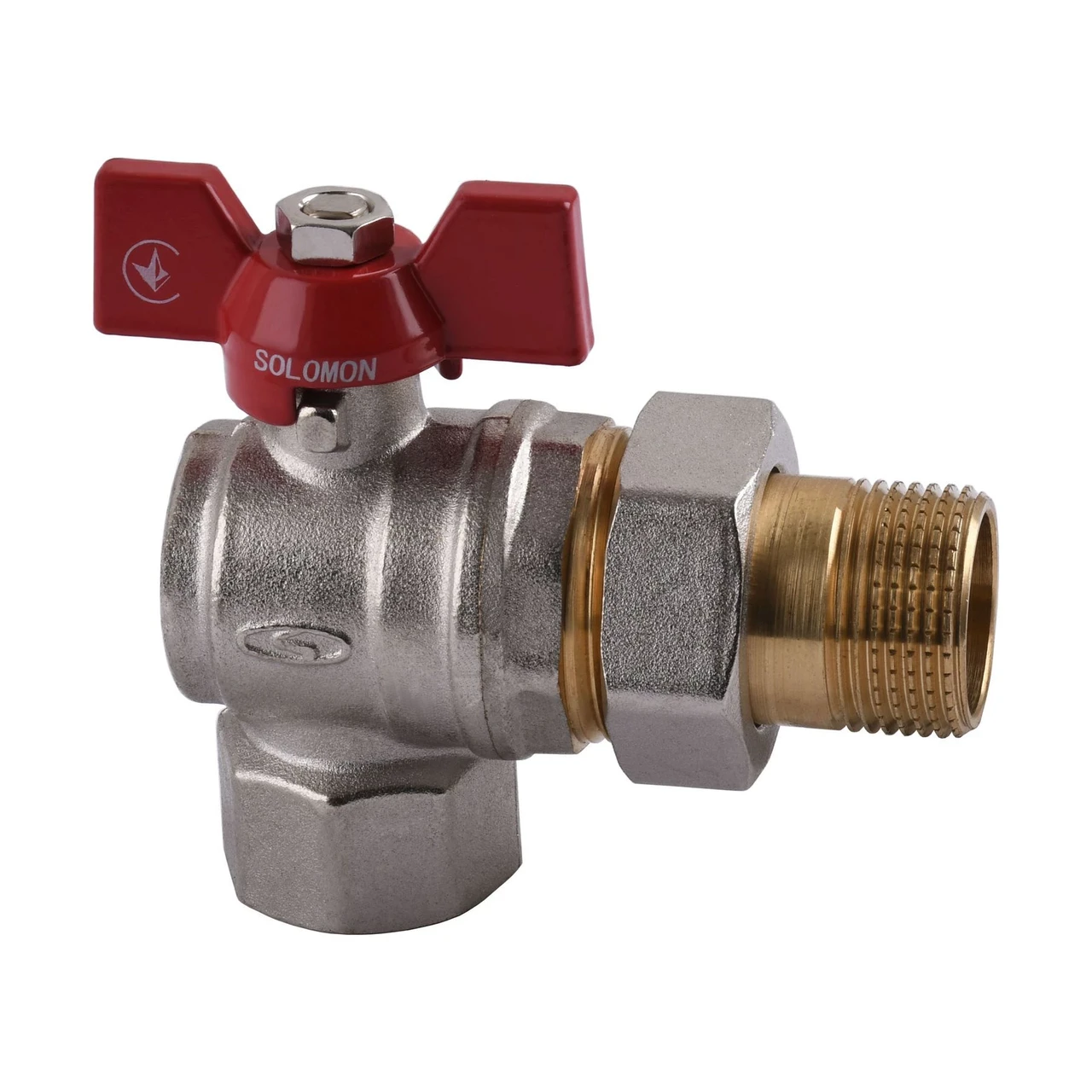 Кран кульовий кутовий з американкою Solomon 1" посилений B1043 (1200000243)