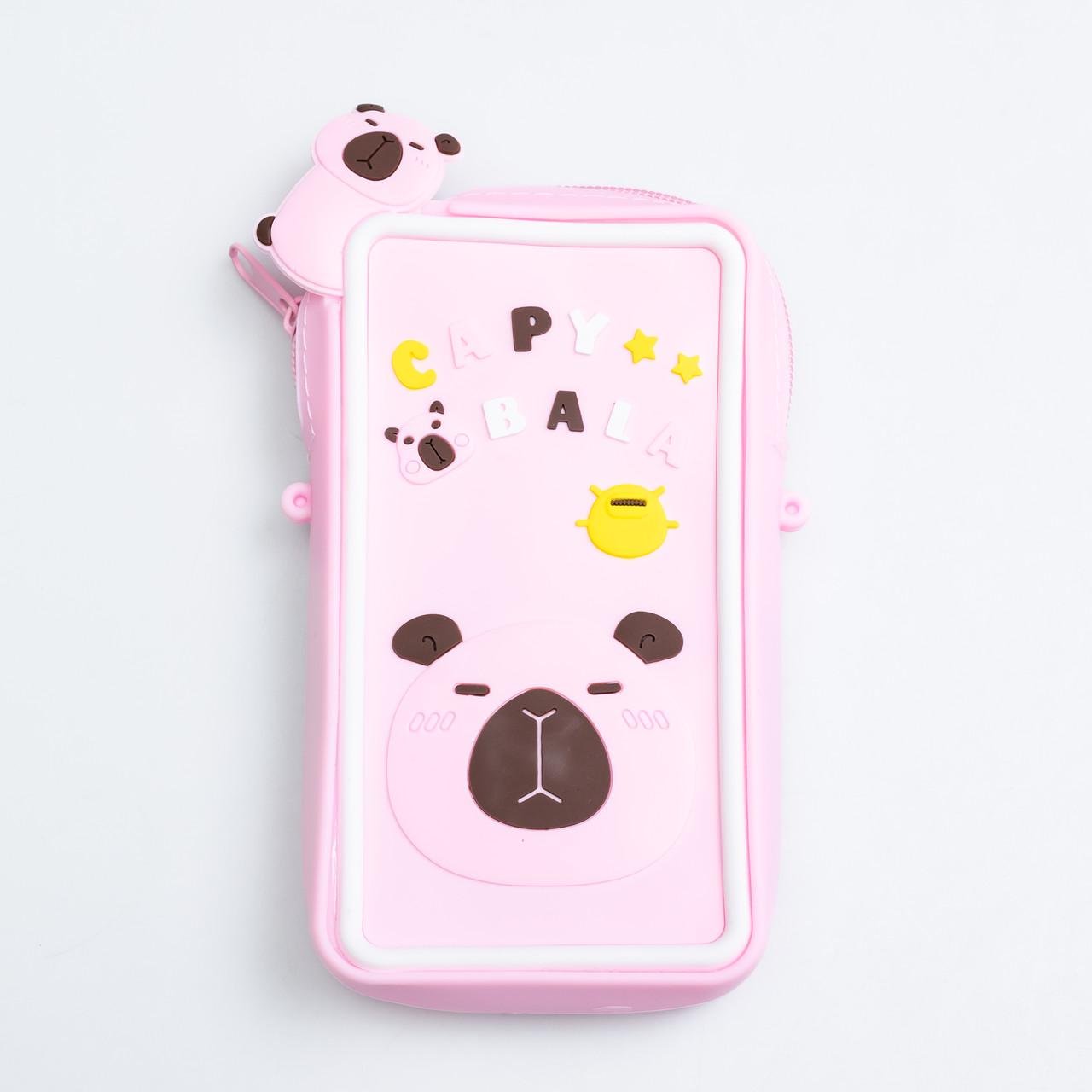 Сумочка-футляр для телефону Капібара силіконова на блискавці 17х10х3 см Рожевий (HP-55-17P) - фото 2 Сумочка-футляр для телефону Капібара силіконова на блискавці 17х10х3 см Рожевий (HP-55-17P) - фото 2