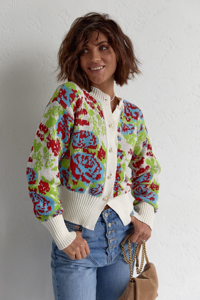 Кардиган укорочений S Молочний (11352439) - фото 7 Кардиган укорочений S Молочний (11352439) - фото 7