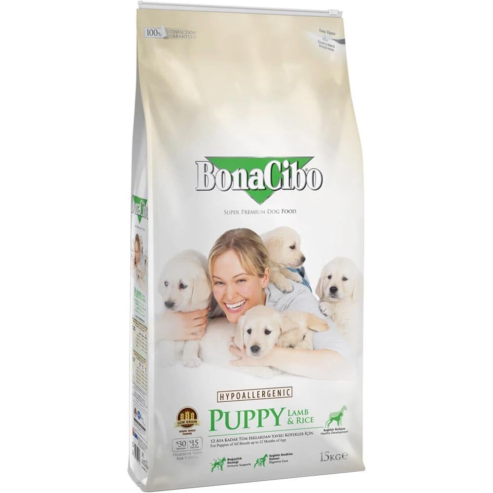 Корм сухий BonaCibo Puppy Lamb&Rice для цуценят всіх порід з ягнятком та рисом 15 кг (BC405727)