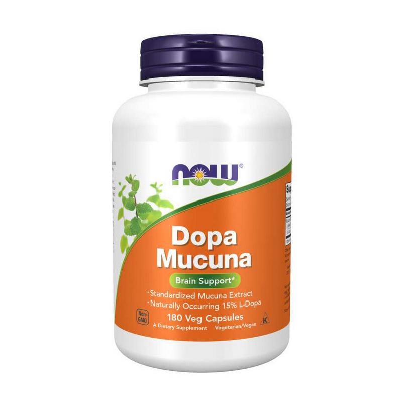 Мукуна NOW DOPA Mucuna 800 мг L-DOPA 15% 180 вег. капс.