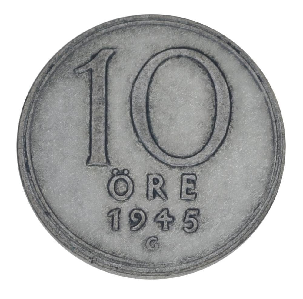 Коллекционная монета Швеция 10 эре 1945 серебро F-VF 1,45 г (М22692)