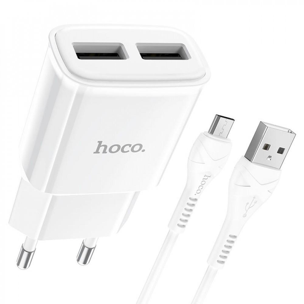 Зарядний пристрій мережевий Hoco C88A із кабелем USB – Micro USB Star Round Dual Port Charger Set 2USB 2.4A (859325)