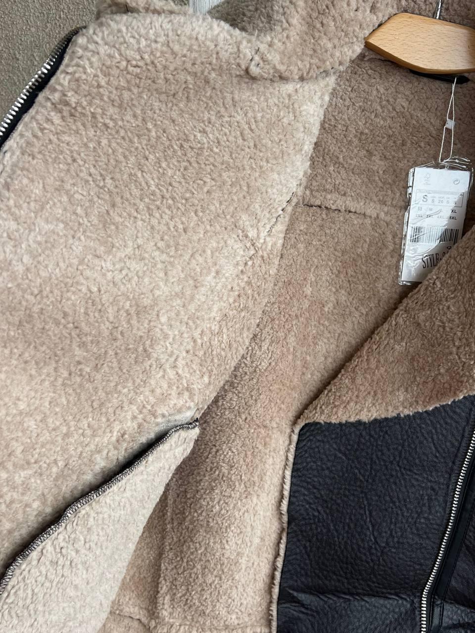 Дубленка женская Aftf Basic 243 средней длины из экокожи на молнии с мехом S Черный (3293) - фото 9 Дубленка женская Aftf Basic 243 средней длины из экокожи на молнии с мехом S Черный (3293) - фото 9