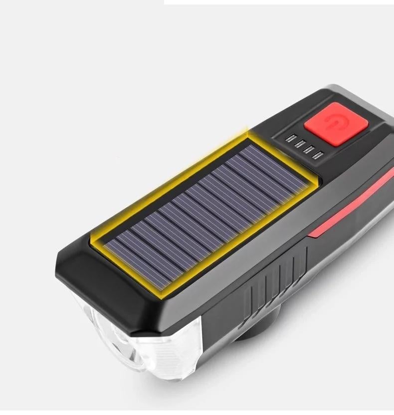 Велофара с сигналом и солнечной панелью SOLAR LUZ с литиевой батареей (BG-LY17)