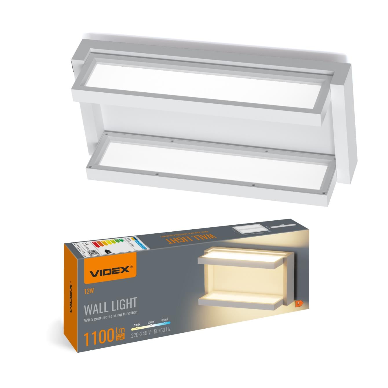 Світильник LED Videx WL01 настінний з сенсором 12W 2800/4000/6000K White (28722)