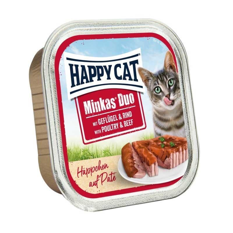 Корм консервированный Happy Cat Minkas Duo для взрослых кошек с птицей и говядиной 100 г (1005204)