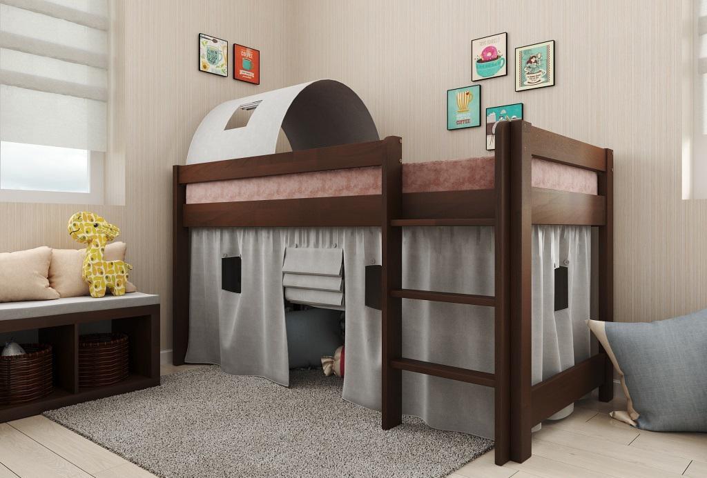 Кровать-чердак Arbor Drev Адель из натурального дерева бук 90х200 см Серый/Орех (20436)