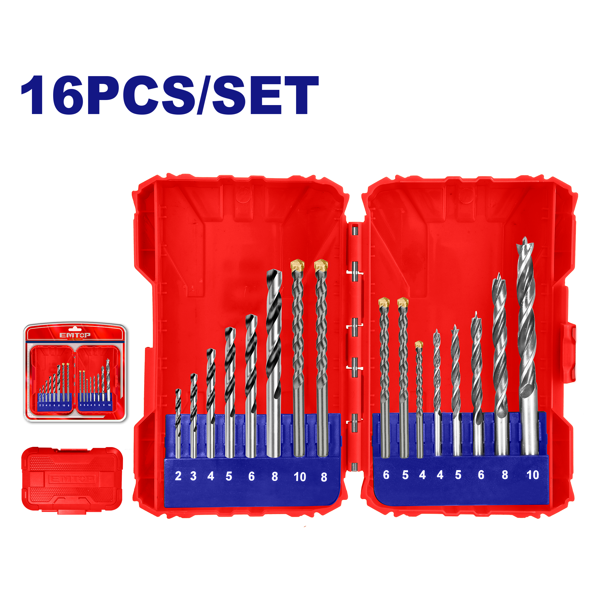 Набор сверел EMTOP ECDB01601 16 шт. - фото 2