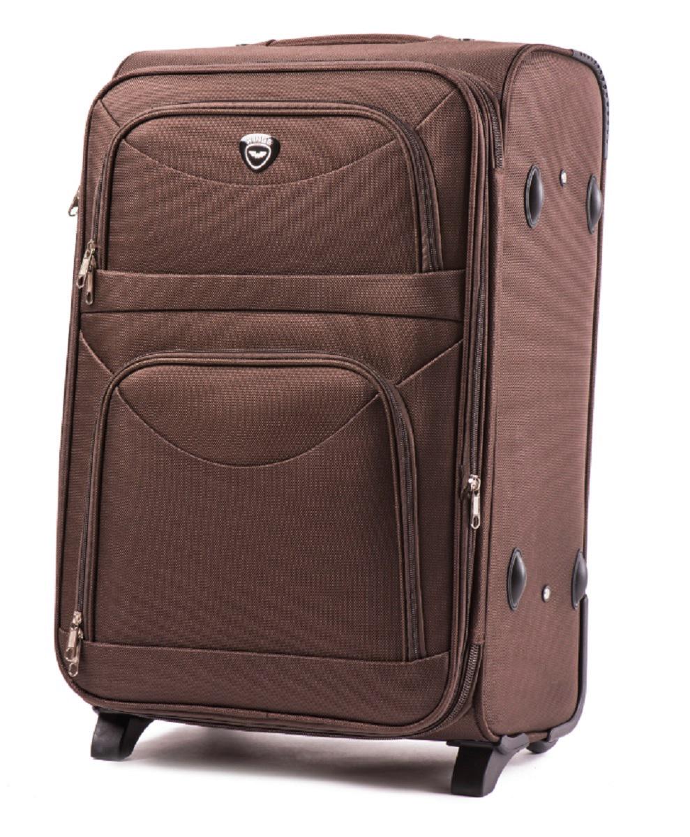 Чемодан тканевый Wings 6802 большой 2 колеса Коричневый (Vt00010) - фото 1