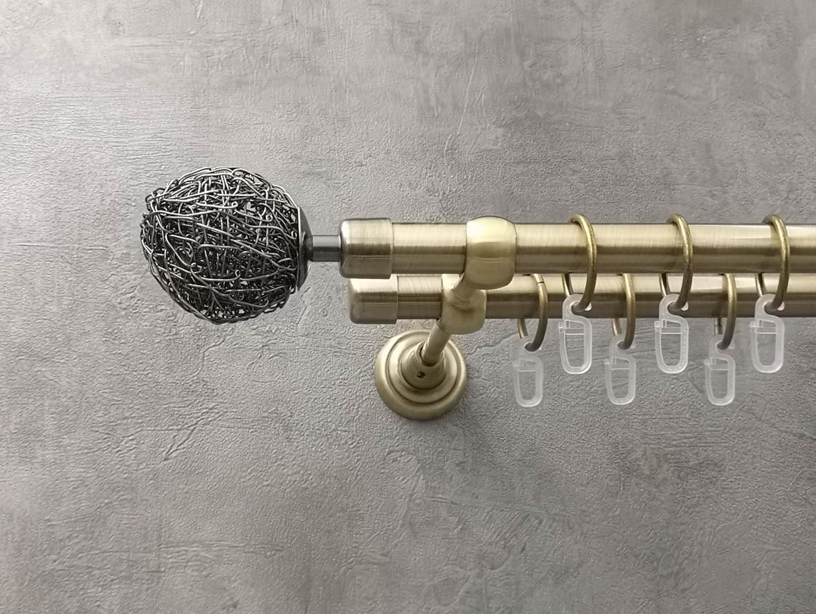 Карниз Quadrum Лофт гладкая штанга двойной открытый 19/19 мм 300 см антик (46976179) Карниз Quadrum Лофт гладкая штанга двойной открытый 19/19 мм 300 см антик (46976179)