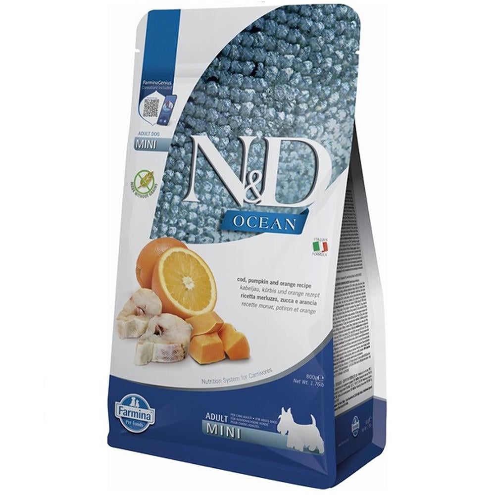 Корм сухой беззерновой Farmina N&D Grain Free Ocean Cod Pumpkin & Orange для собак мелких пород с щепкой и апельсином 2,5 кг (173416) Корм сухой беззерновой Farmina N&D Grain Free Ocean Cod Pumpkin & Orange для собак мелких пород с щепкой и апельсином 2,5 кг (173416)