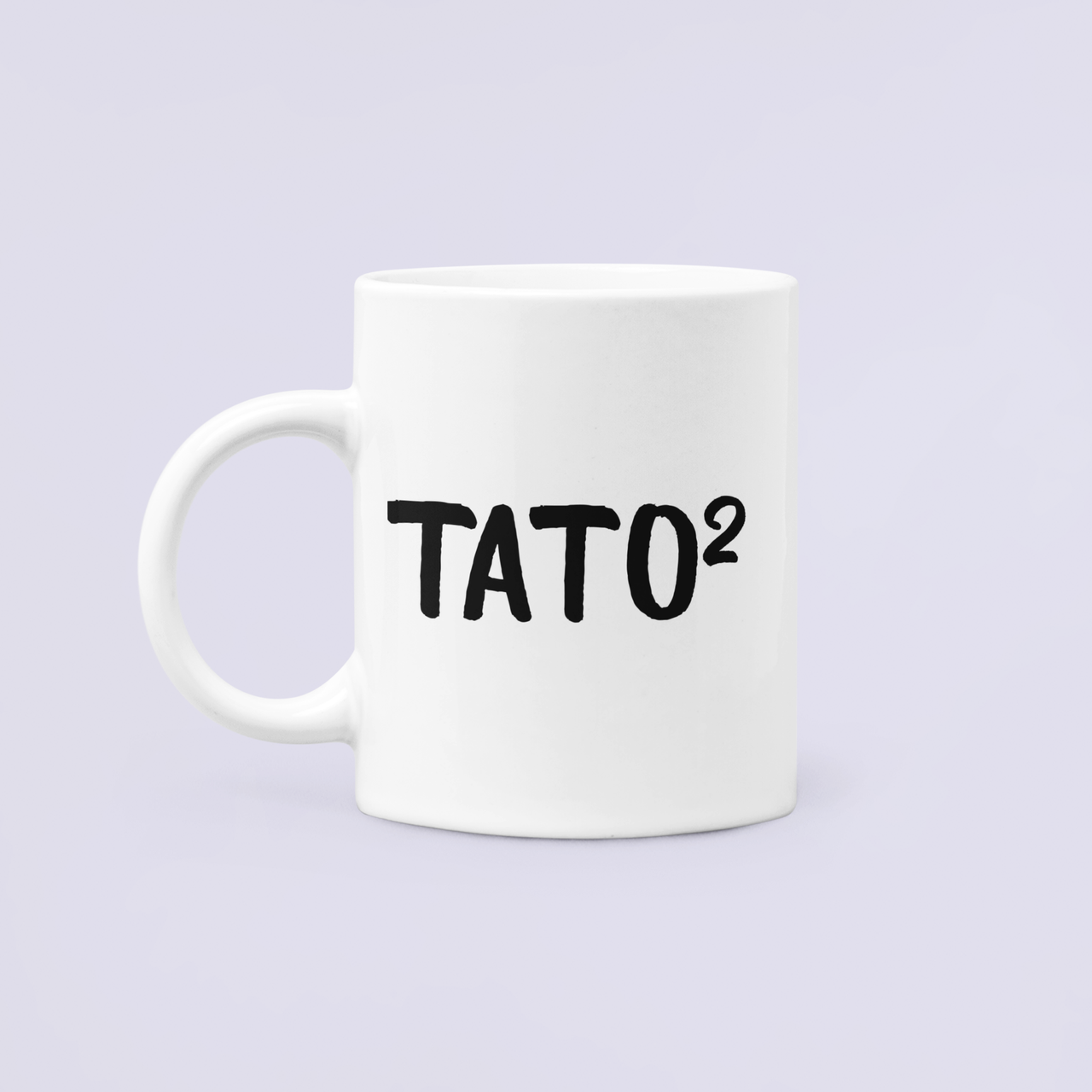 Чашка керамическая с принтом "Тато" в квадрате 330 мл Белый