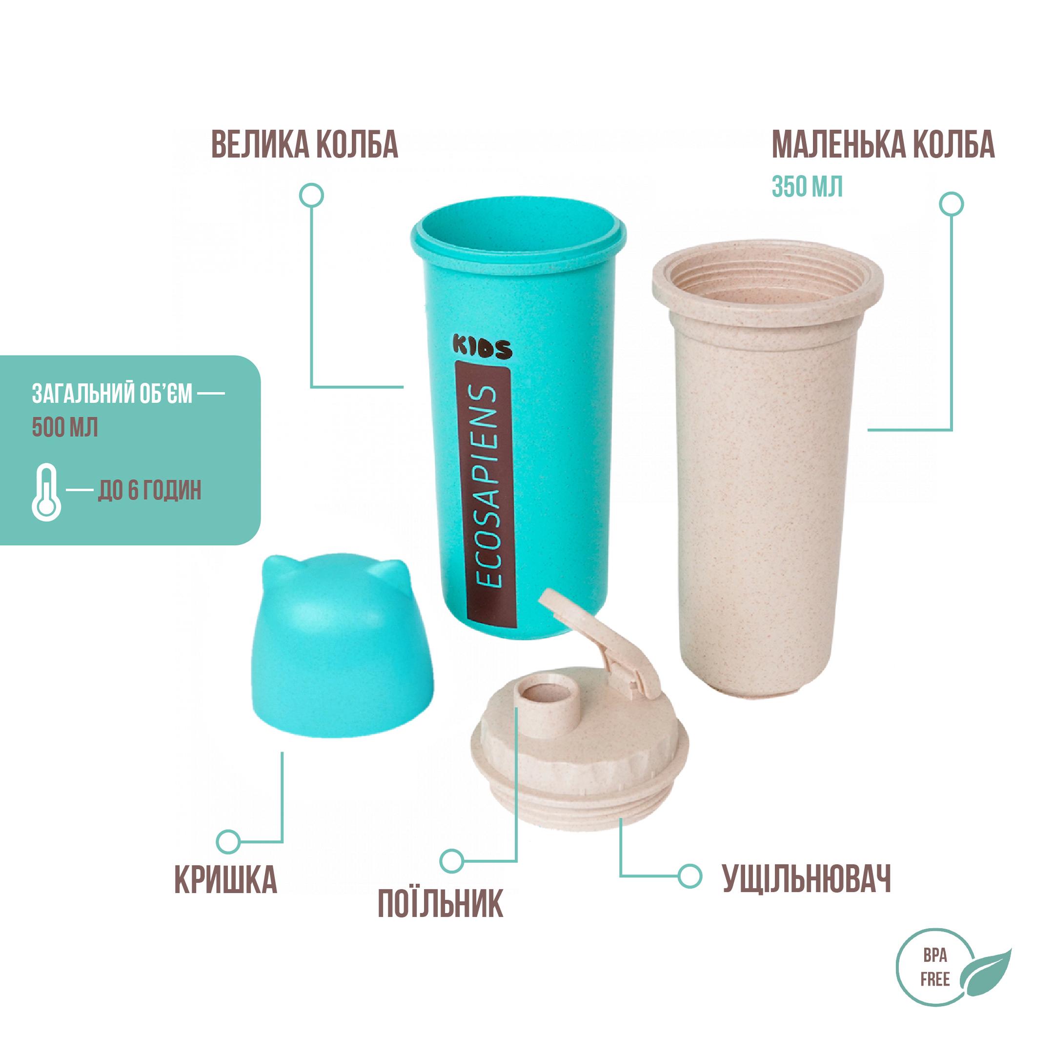 Термобутылка Ecosapiens Kids из экоматериала 500 мл Бирюзовый (532) - фото 2 Термобутылка Ecosapiens Kids из экоматериала 500 мл Бирюзовый (532) - фото 2