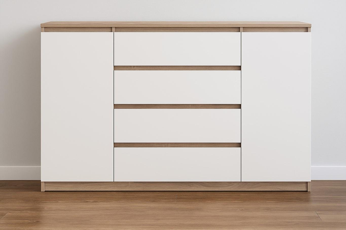 Комод современный Мастер Форм Брайт 1392х376х950 мм Дуб сонома/Белый (20098) Комод современный Мастер Форм Брайт 1392х376х950 мм Дуб сонома/Белый (20098)