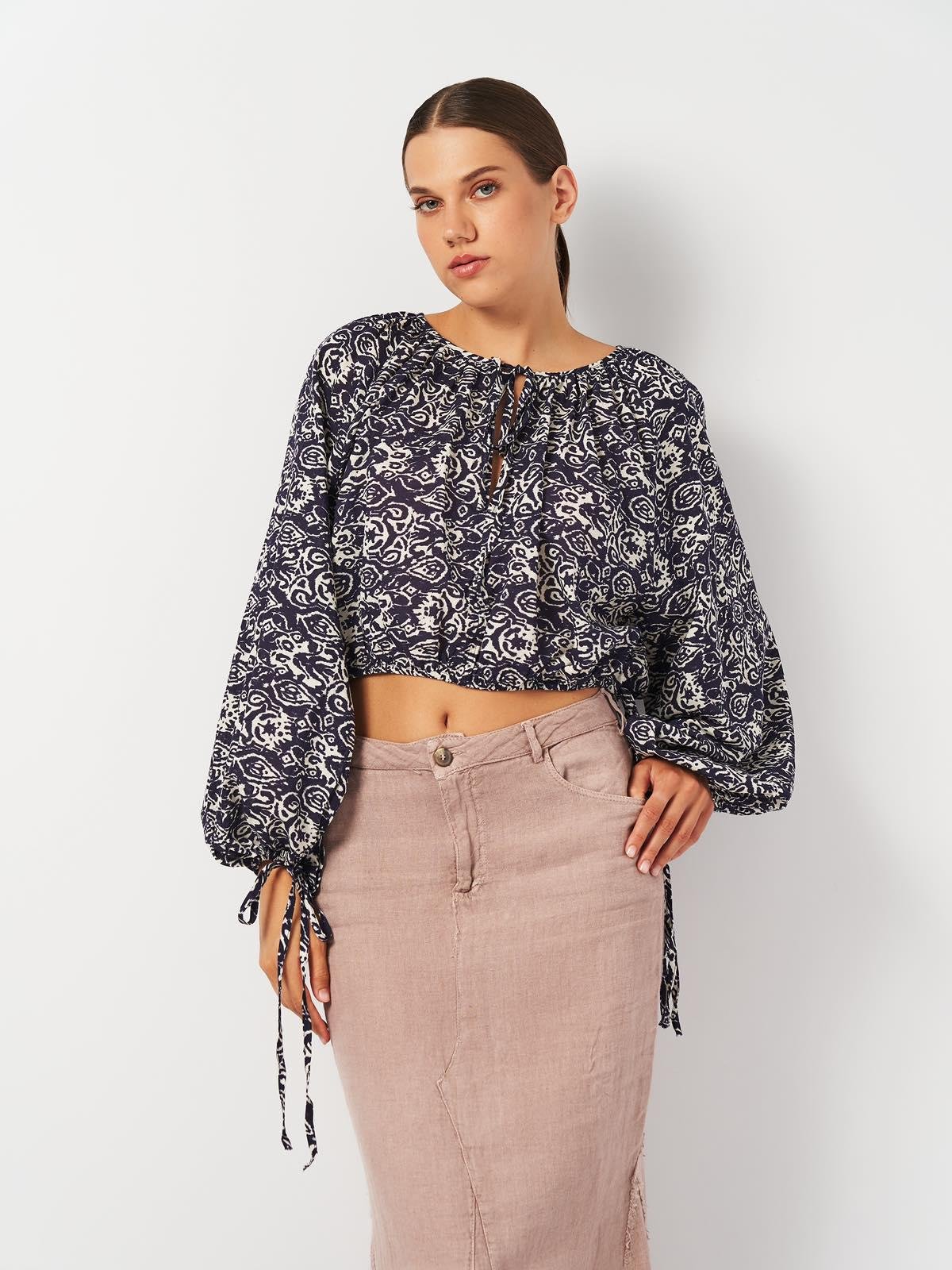 Блуза укороченная р. S Сине-белый (2001021ral)