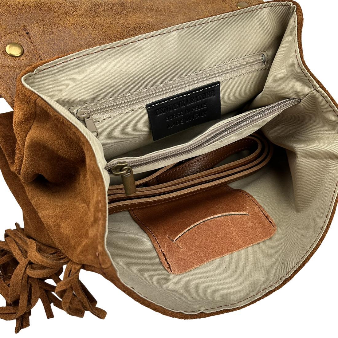 Жіноча сумка крос-боді Royal Bag F-IT-7858C замшеве з бахромою Коричневий (8157) - фото 2 Жіноча сумка крос-боді Royal Bag F-IT-7858C замшеве з бахромою Коричневий (8157) - фото 2