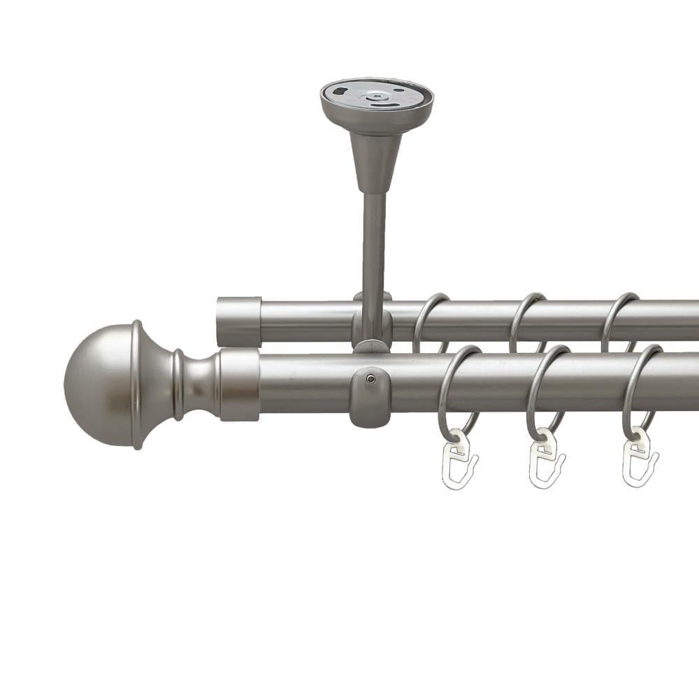 Карниз металлический Orvit Бостон двухрядный открытый к потолку/гладкая труба/кольцо металлическое Сатин 25/19 мм 300 см (00-00023891)
