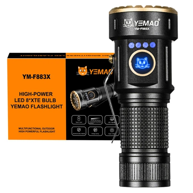 Фонарь светодиодный YEMAO YM-F883X 3000Lm Черный (GR-05426)