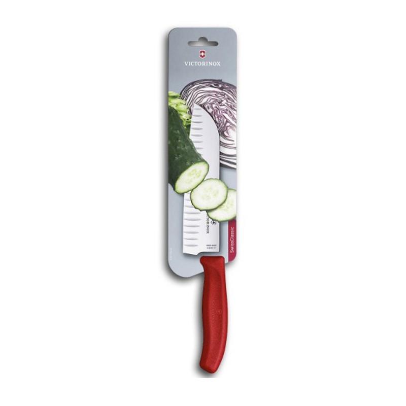 Кухонний ніж Victorinox Swiss Classic Santoku з рифленою ручкою 17 см Червоний (58-79-Vx68521.17B) - фото 3