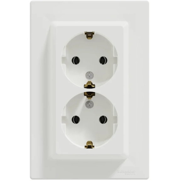 Розетка двойная Schneider Asfora Белый (27583607)