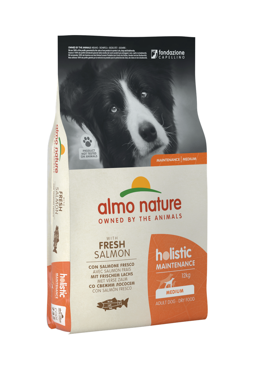 Корм сухой для собак средних пород Almo Nature Holistic Dog M с лососем 12 кг (745/8001154122176)