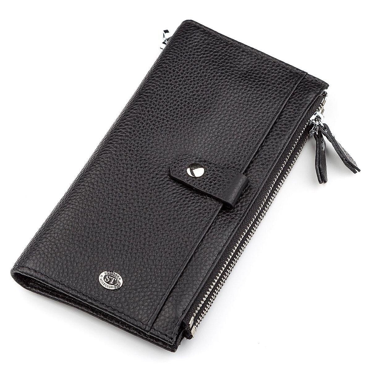 Кошелек женский ST Leather 18383 на молнии из натуральной кожи Черный (168-136-18383)