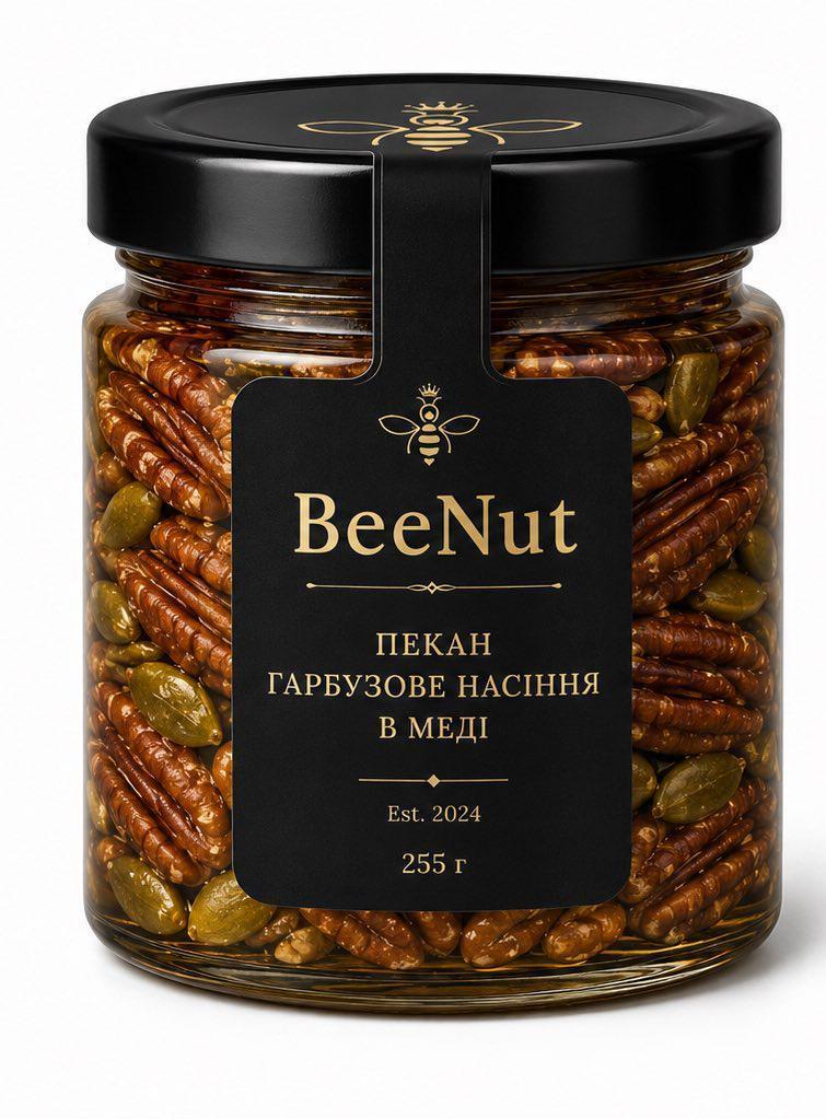 Мед з пеканом та гарбузовим насінням BeeNut 255 г