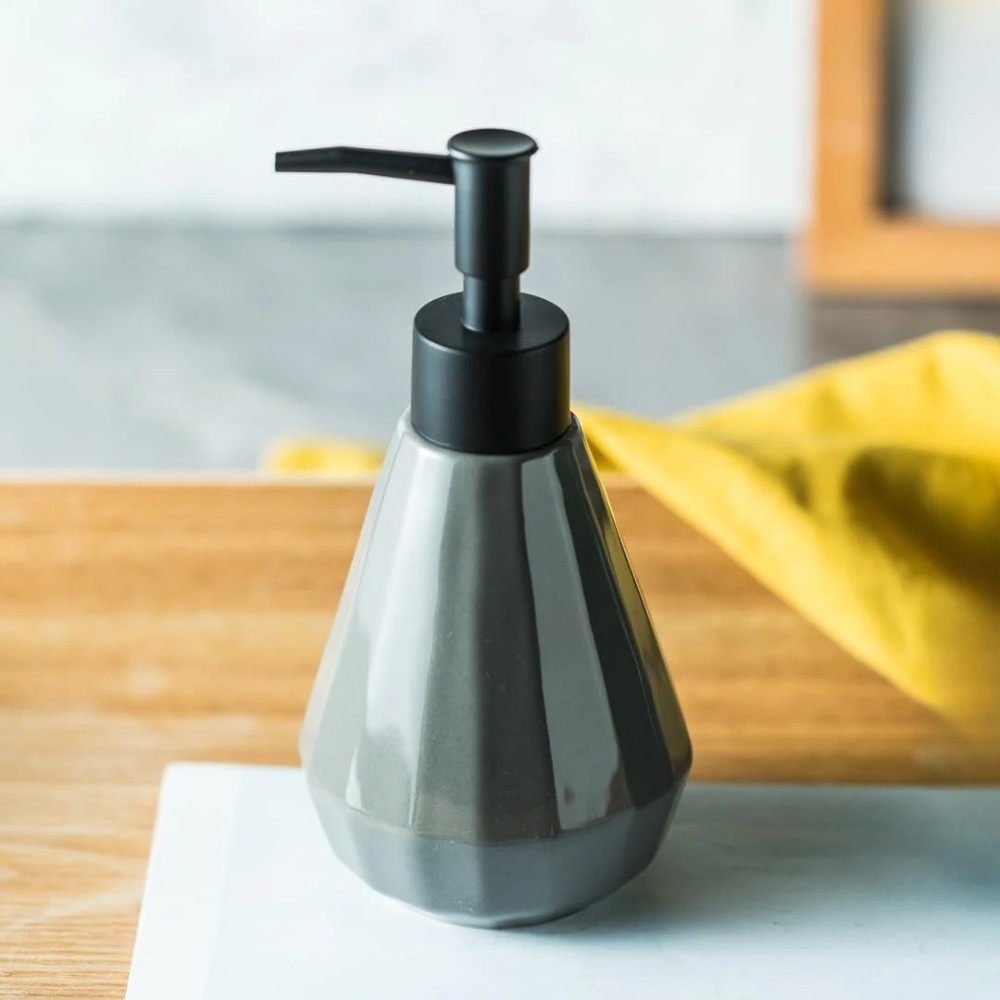 Диспенсер керамический для мыла для ванной и кухни 250 мл Серый