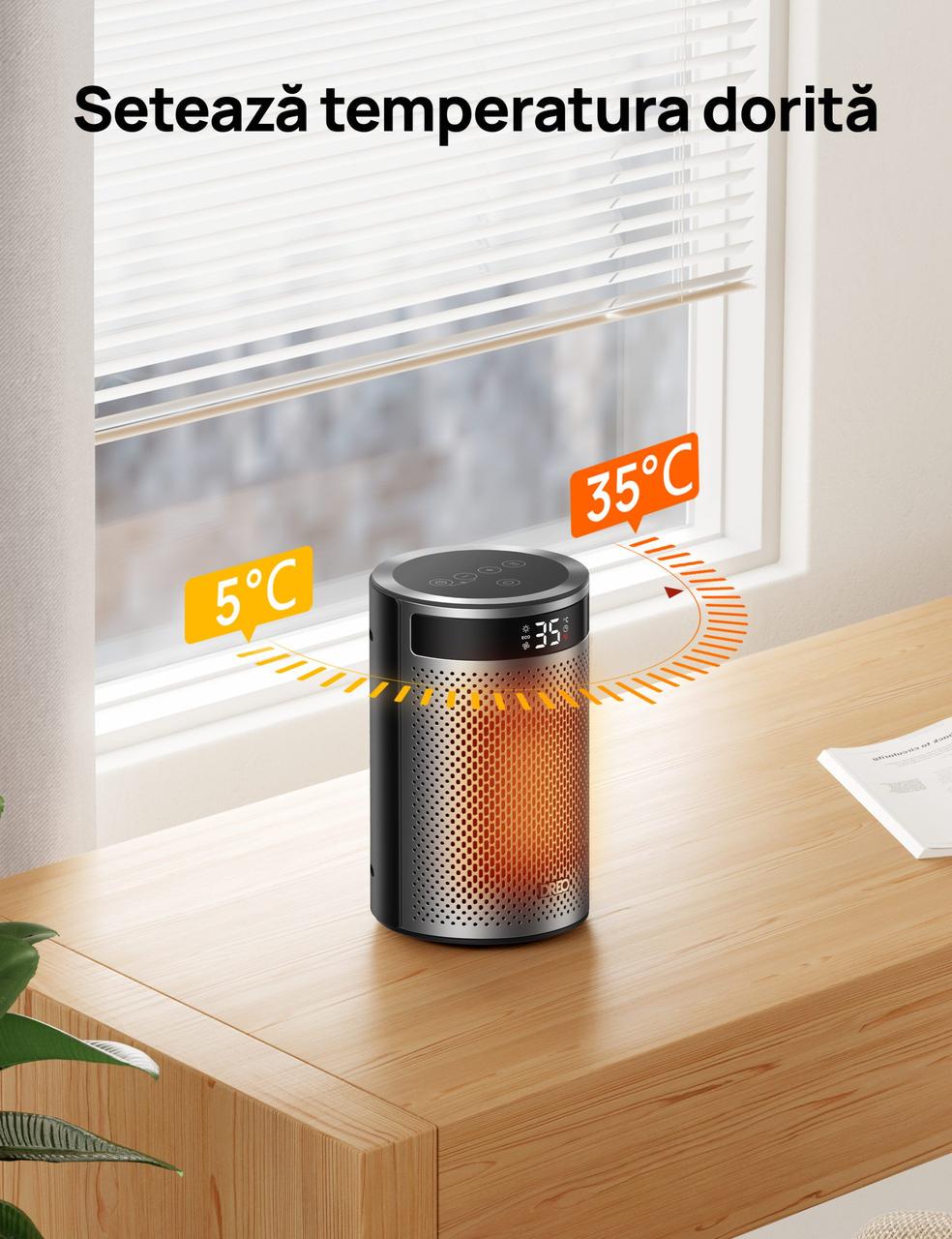 Тепловентилятор Dreo Atom 416 1500 Вт до таймера 12 год еко-режим безшумний пульт ДУ - фото 3