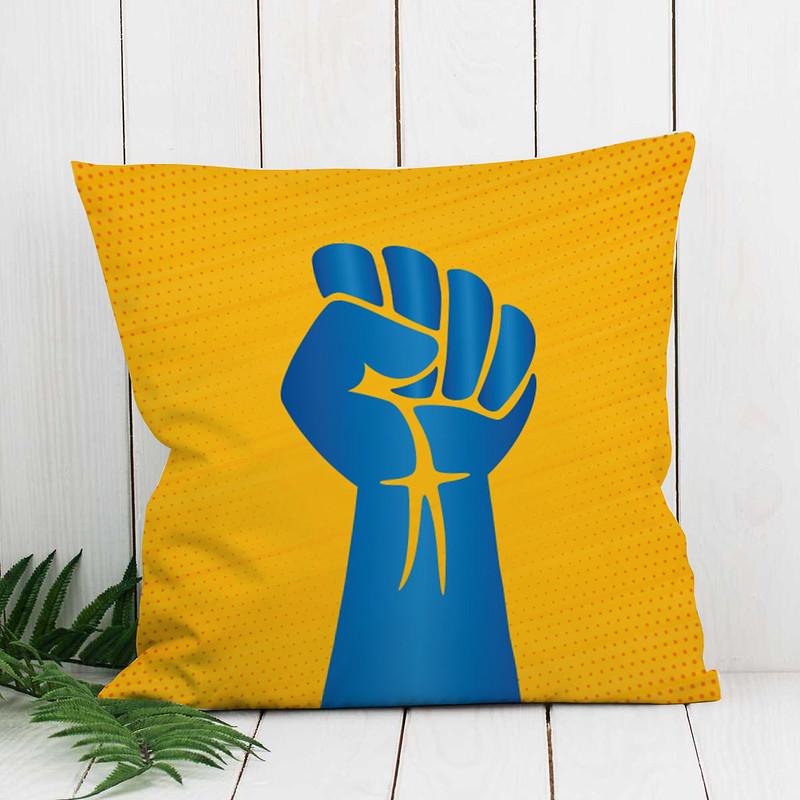 Декоративна подушка PromoZP Український опір флок одностороння 45х45 см Жовтий (111579)