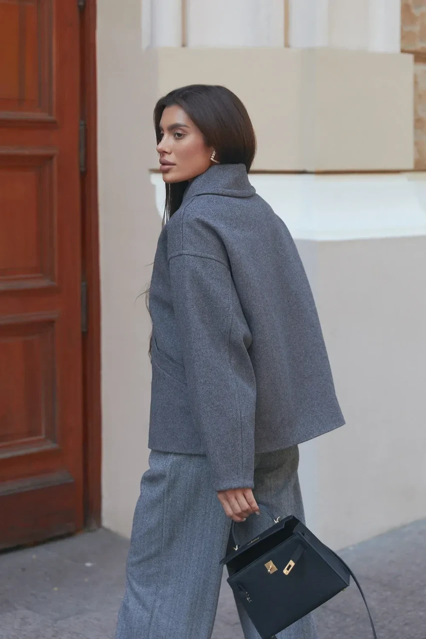 Пальто женское Seventeen S-M Серый (2733944417) - фото 4 Пальто женское Seventeen S-M Серый (2733944417) - фото 4