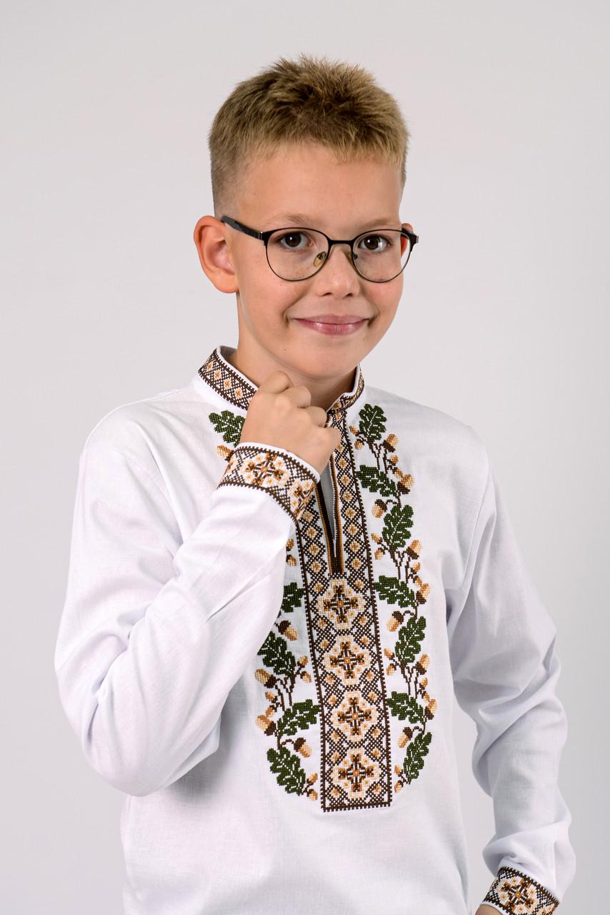 Вышиванка льняная на мальчика с длинным рукавом 110 см Белый (2140667932) - фото 2 Вышиванка льняная на мальчика с длинным рукавом 110 см Белый (2140667932) - фото 2