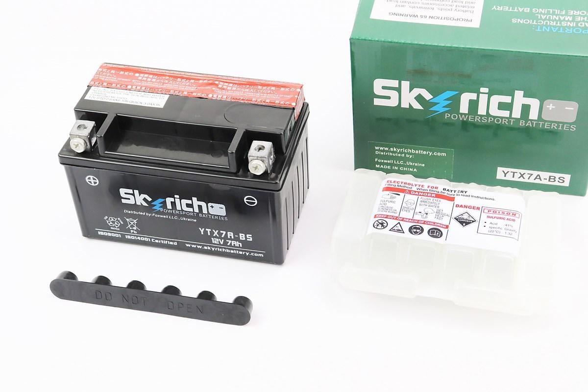 Аккумулятор для мотоцикла кислотный Skyrich 12V 7 Ah YTX7A-BS