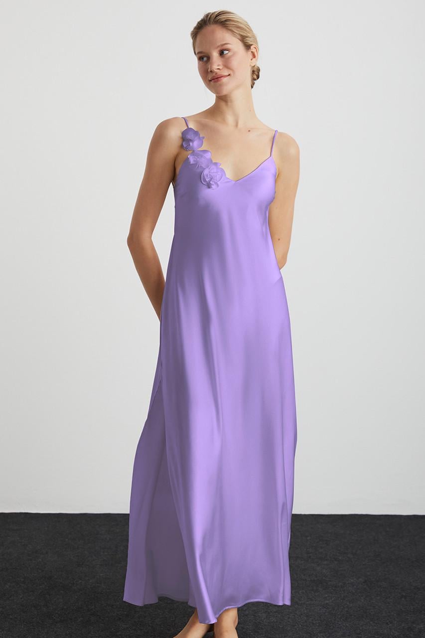 Ночная рубашка длинная Kom Розе р. 38 Сирень (8682919225587)